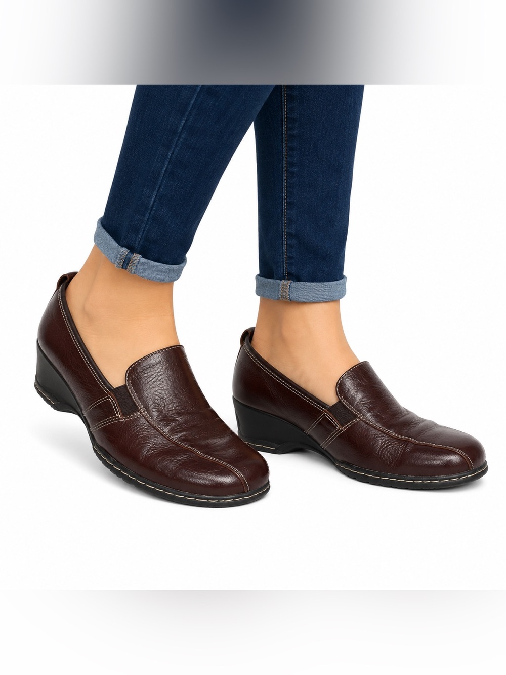 Bjourndal Classic Women's Slip-On Comfort Heeled Loafers - Dark Brown